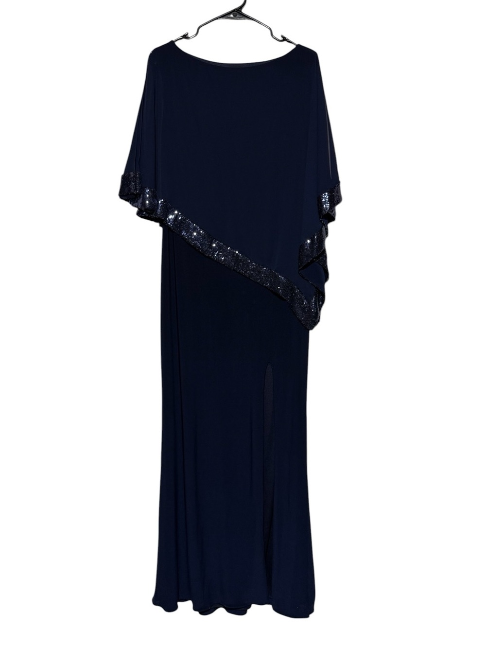 XSCAPE Blue‎ Sequin Maxi Gown Dress Size 10 Formal Mother of the Bride Stretch